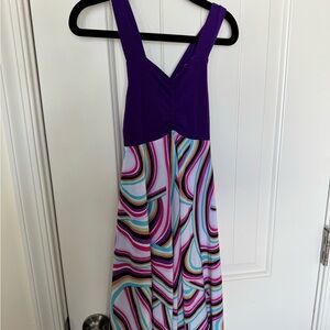 Twirly girl Purple and Pink Sleeveless V-Neck Sundress